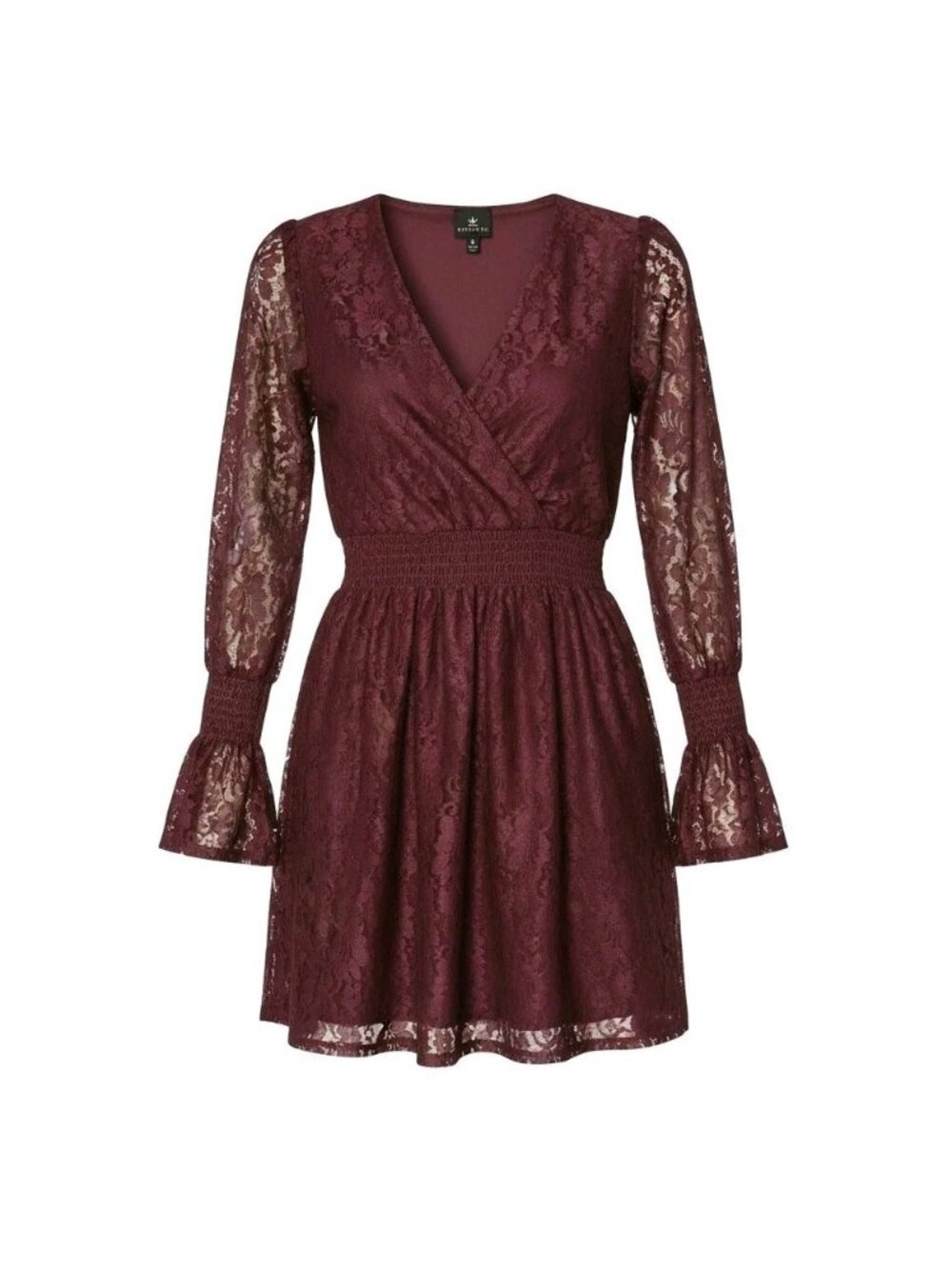 Lace Overlay Surplice Mini Dress M Burgundy Whimsigoth Holiday Disney Princess